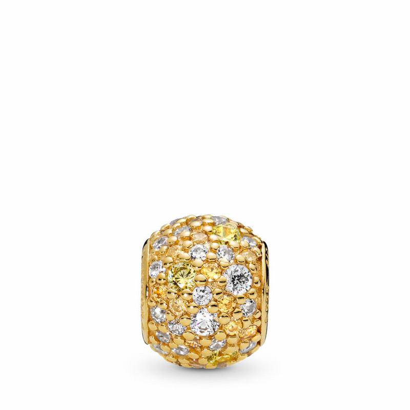 Pandora Shine™ Golden Mix Pavé Charm - 18ct Gold Plated/Yellow/Cubic Zirconia - Canada | RO9115ZN